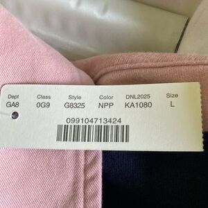 J Crew 1984 Rugby Shirt Navy and Pink Stripe Long Sleeve Womens size Large